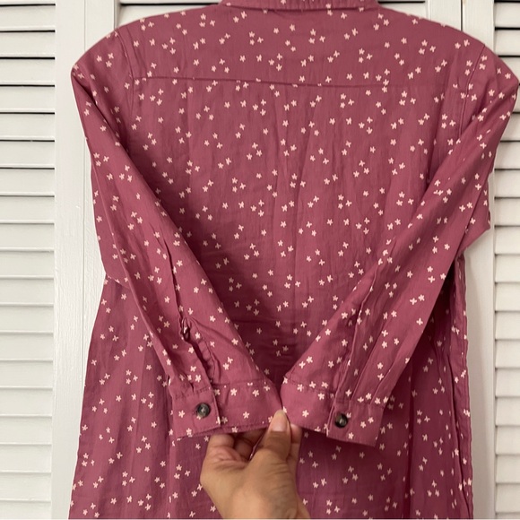 H&M Girls Mauve Stars print Shirt Dress long sleeve, size US 6X (6-7 Yrs) cotton - Picture 8 of 8